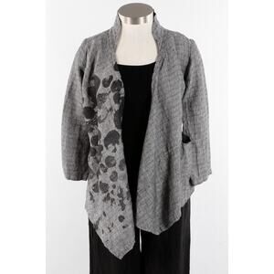 Mara Gibbucci Linen Jacket Charcoal & Black Women's S